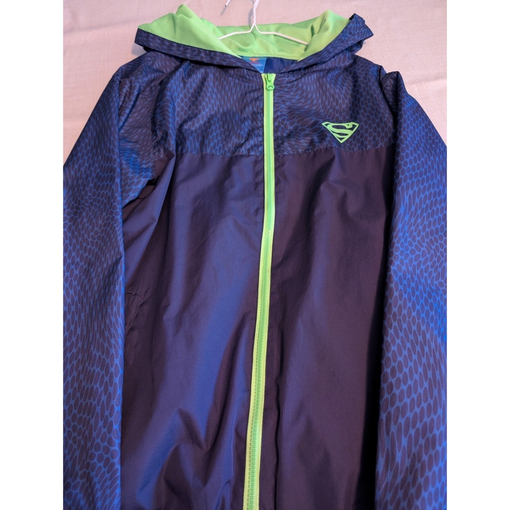 Superman Jacket Size S Youth 14-16 Navy and Neon Green